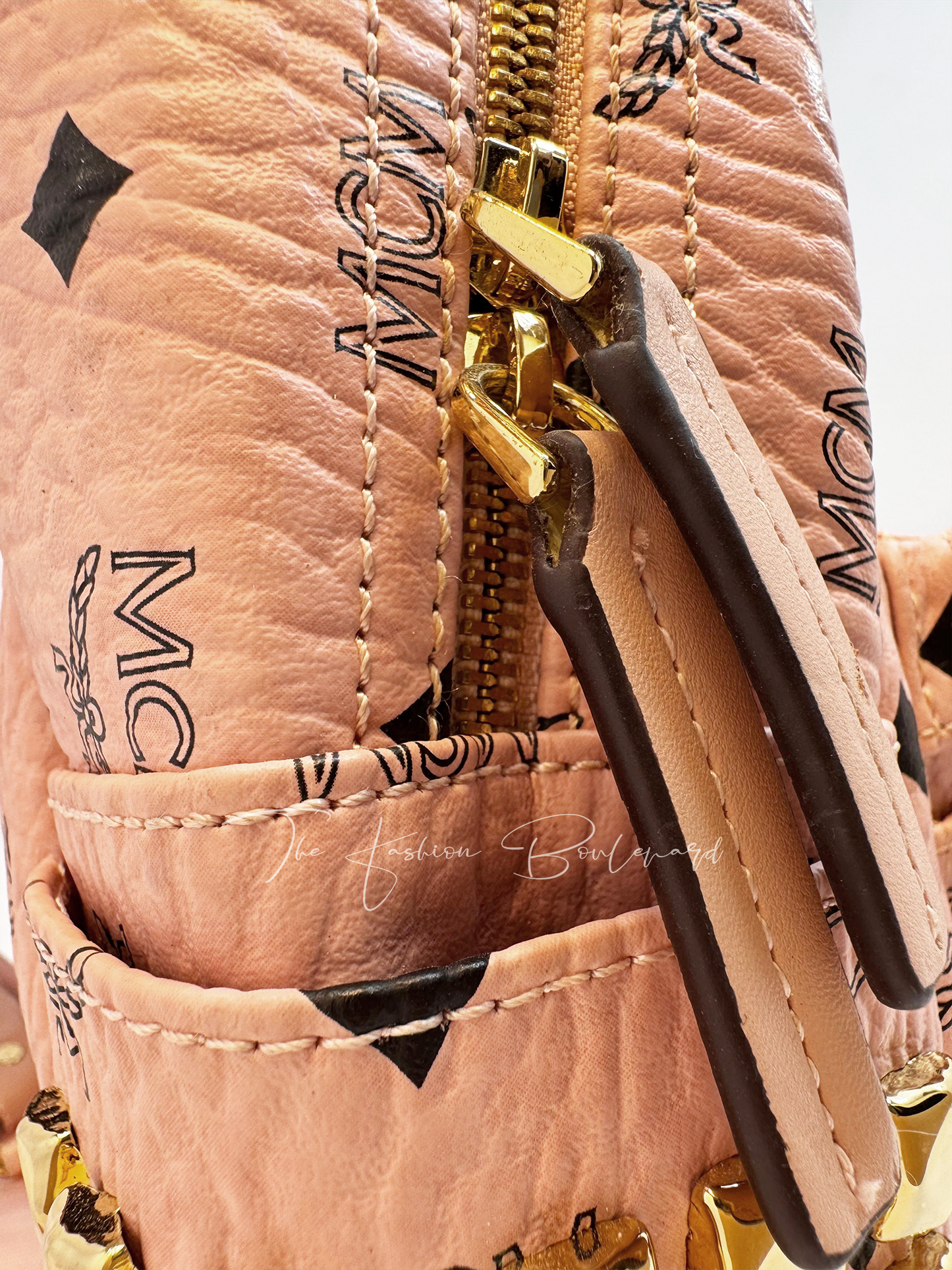 MCM Stark Bebe Boo Mini Backpack in Pink Visetos Monogram