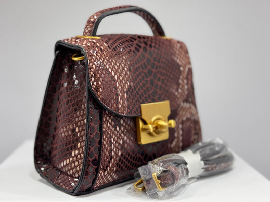 M&S Mini Top Handle Shoulder Bag – Red Snakeskin