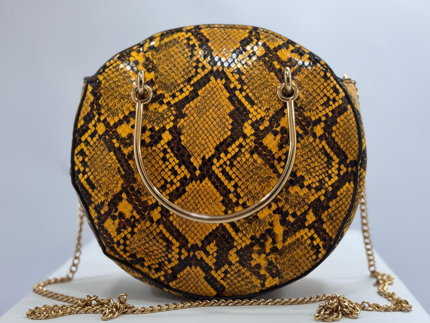 Mango Positano Yellow Snakeskin Crossbody