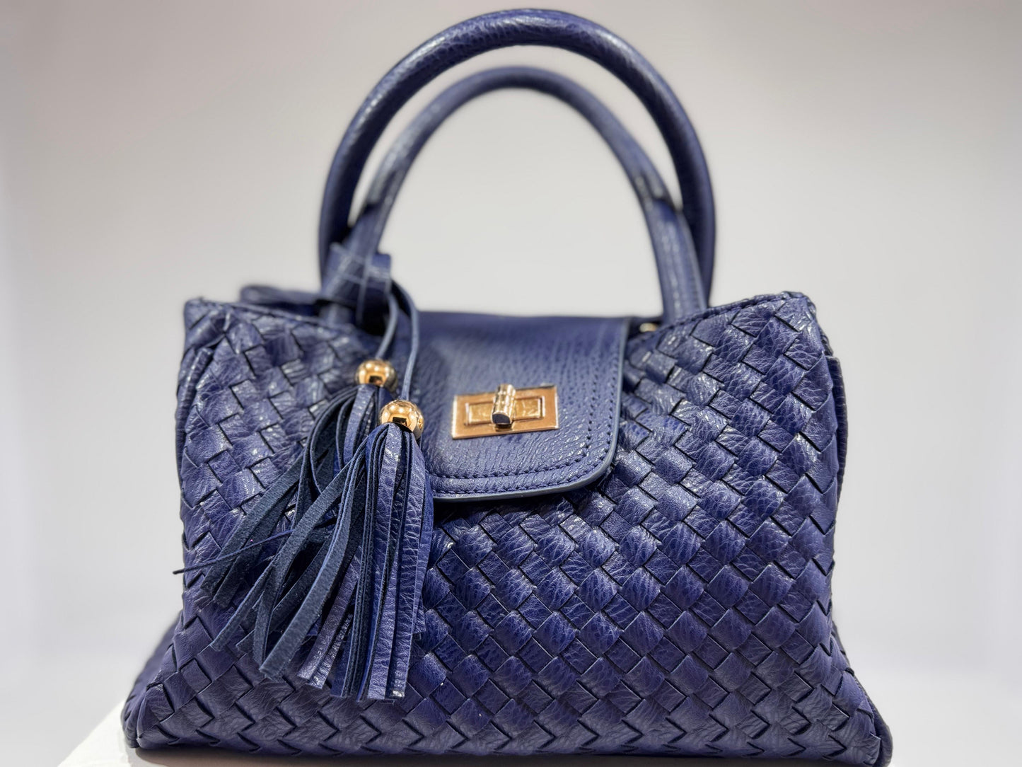 Blue Woven Leather Handbag (Unbranded)