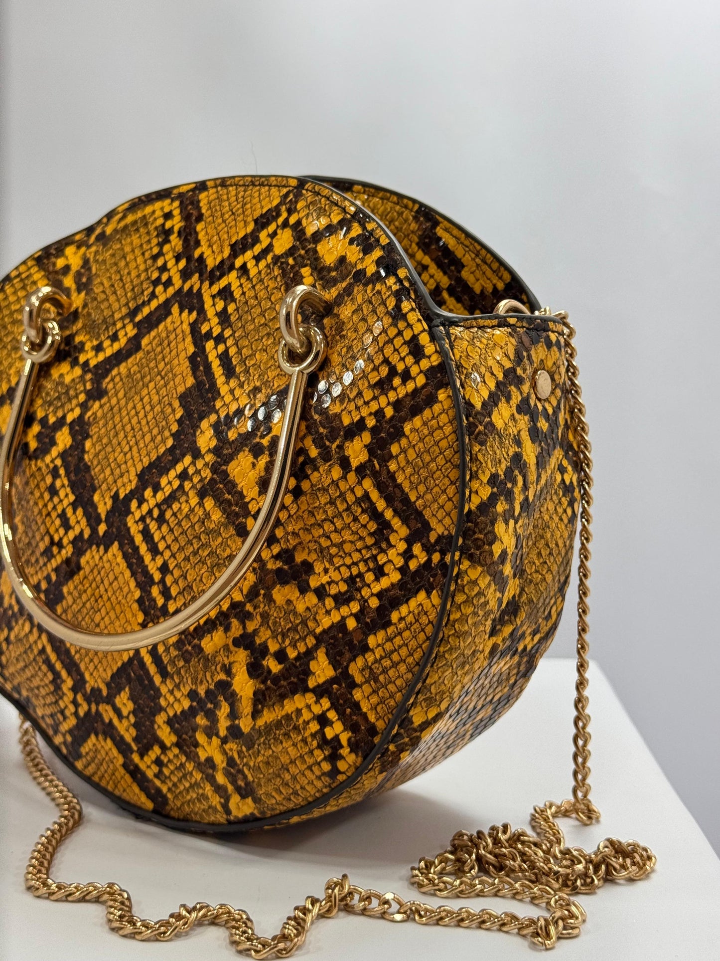 Mango Positano Yellow Snakeskin Crossbody