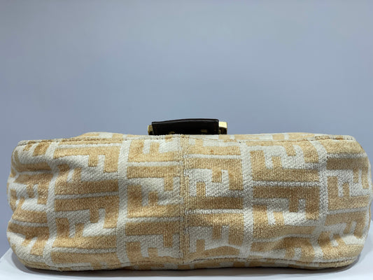 Fendi Baguette Handbag – Cream & Brown Raffia