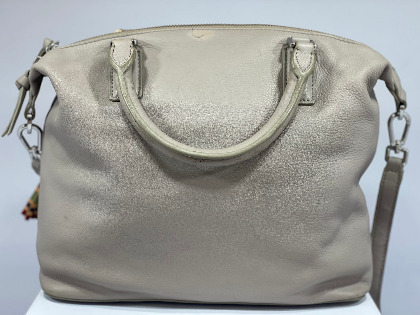 Tory Burch 2-Way Shoulder Bag with Tassels – Beige Brown