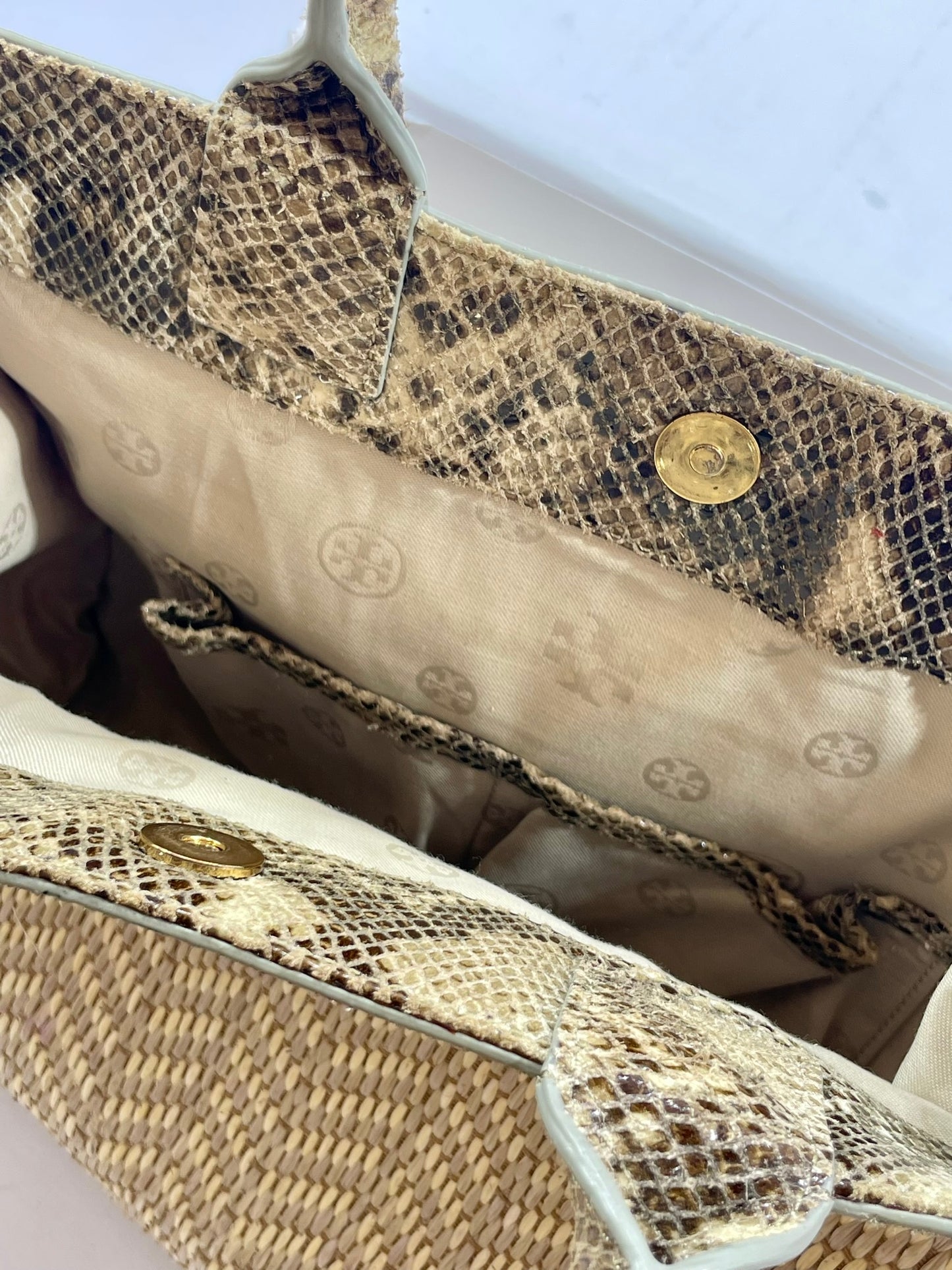 Tory Burch Ella Snake Skin Trim Tote