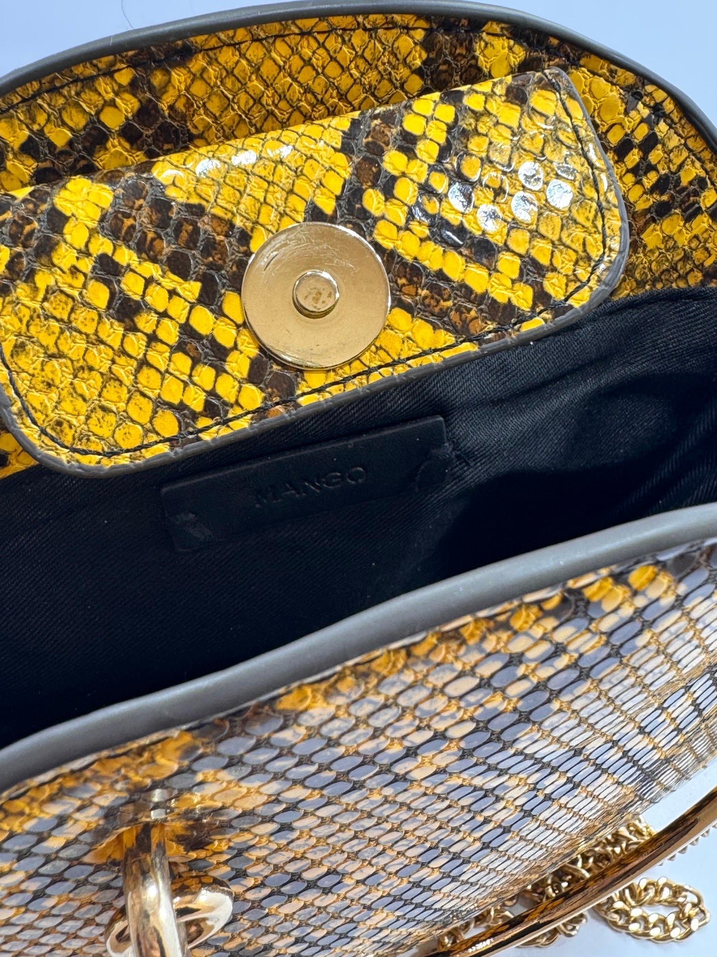 Mango Positano Yellow Snakeskin Crossbody
