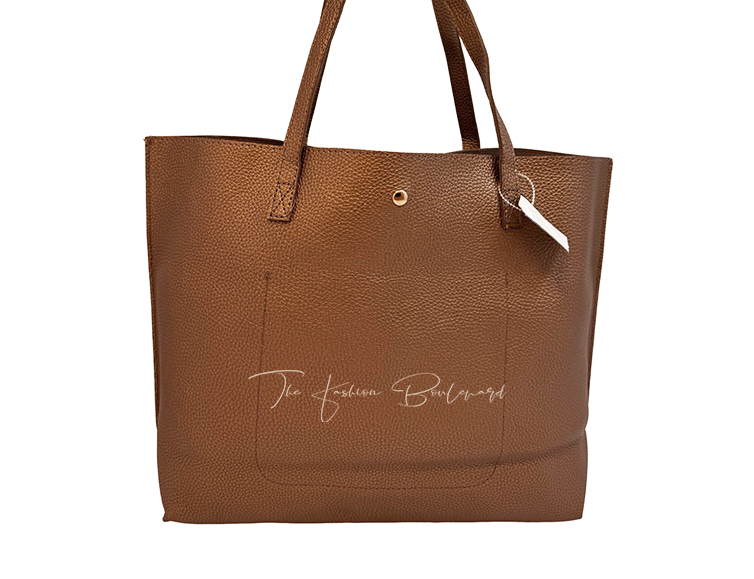 Tan Brown Studded Canvas Tote