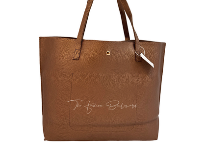 Tan Brown Studded Canvas Tote