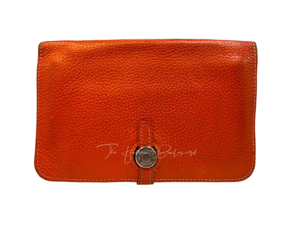 Hermès Dogon Compact Wallet in Orange Togo Leather
