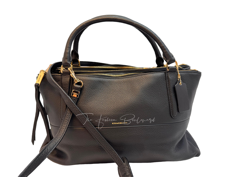 Coach Borough Bag (Style 28160) in Black Pebbled Leather