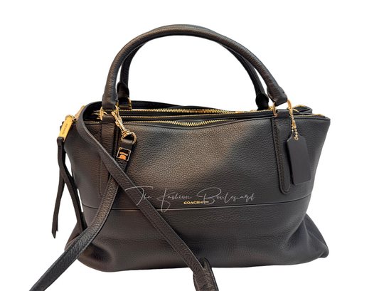 Coach Borough Bag (Style 28160) in Black Pebbled Leather