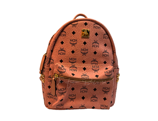MCM Stark Bebe Boo Mini Backpack in Pink Visetos Monogram