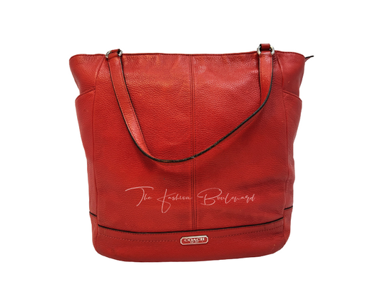 Coach Park Vermillion Red Leather Large North–South Tote