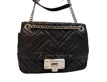 Michael Kors Black Leather Medium Peyton Shoulder/Crossbody Bag