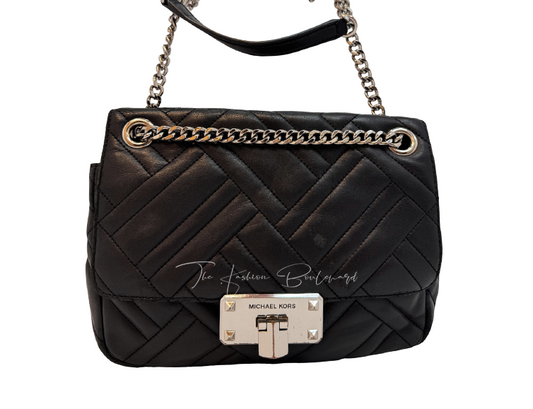 Michael Kors Black Leather Medium Peyton Shoulder/Crossbody Bag