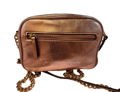 INC International Concepts I.N.C. Glam Metallic Quilted Camera Crossbody Pink