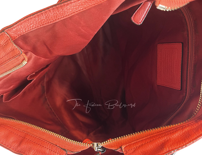 Coach Park Vermillion Red Leather Large North–South Tote