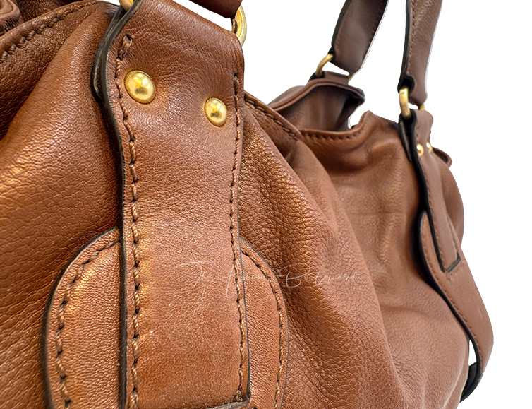 Michael Kors Handbag Satchel in Brown/Gold Leather