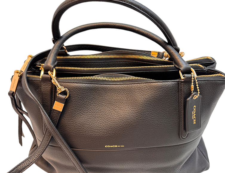 Coach Borough Bag (Style 28160) in Black Pebbled Leather