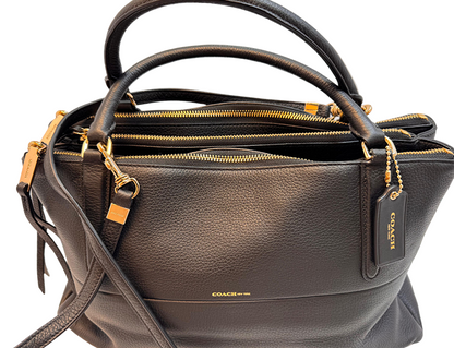 Coach Borough Bag (Style 28160) in Black Pebbled Leather
