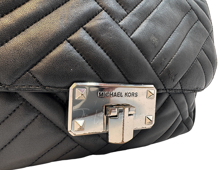 Michael Kors Black Leather Medium Peyton Shoulder/Crossbody Bag