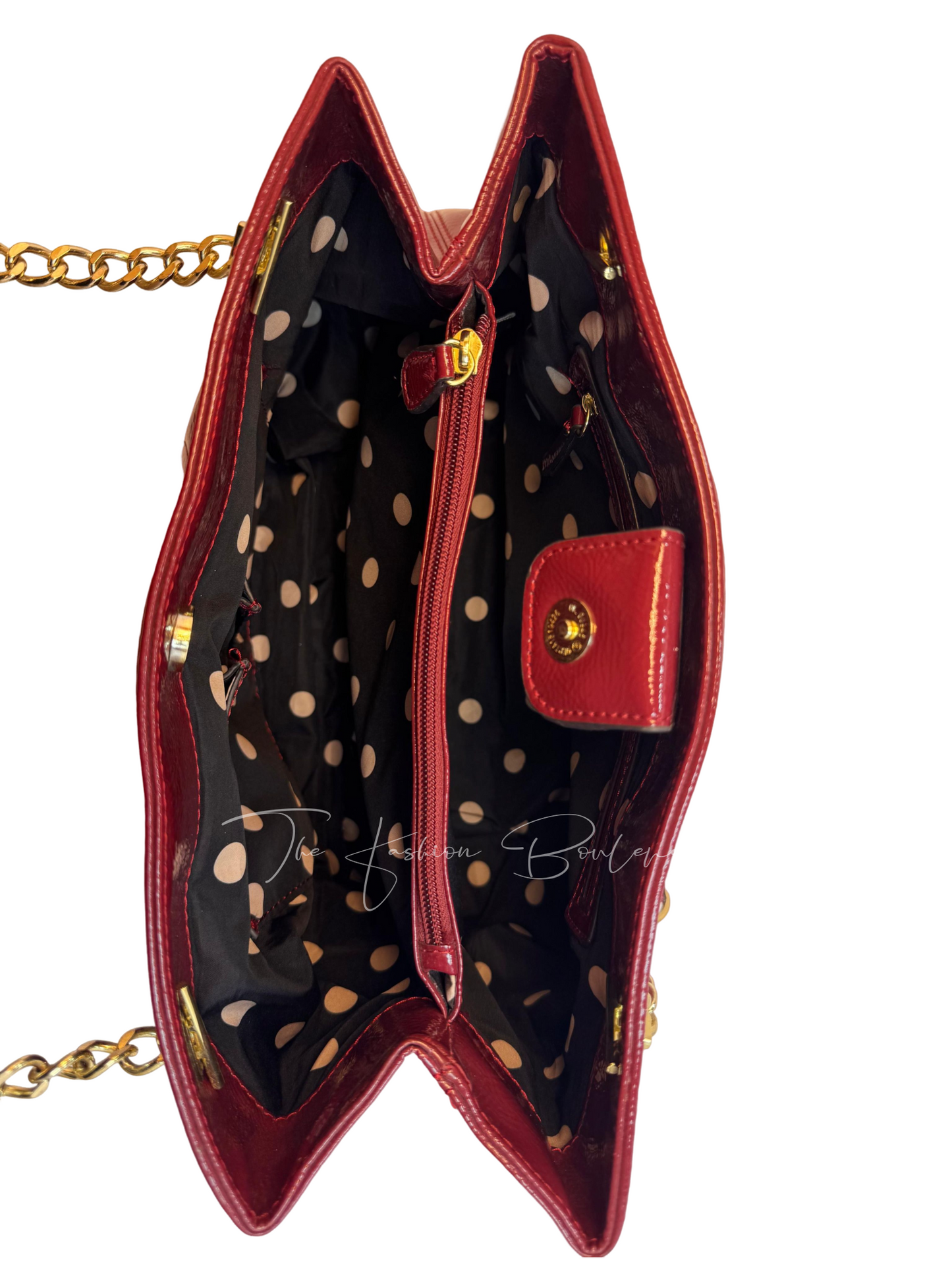 Vintage Anne Klein Patent Leather Satchel – 1980s Maroon Designer Handbag