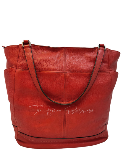 Coach Park Vermillion Red Leather Large North–South Tote