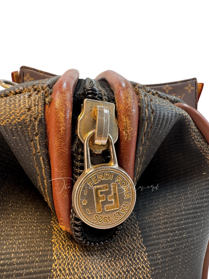 Fendi Pequin PVC Leather Boston Bag