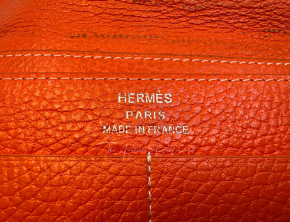 Hermès Dogon Compact Wallet in Orange Togo Leather