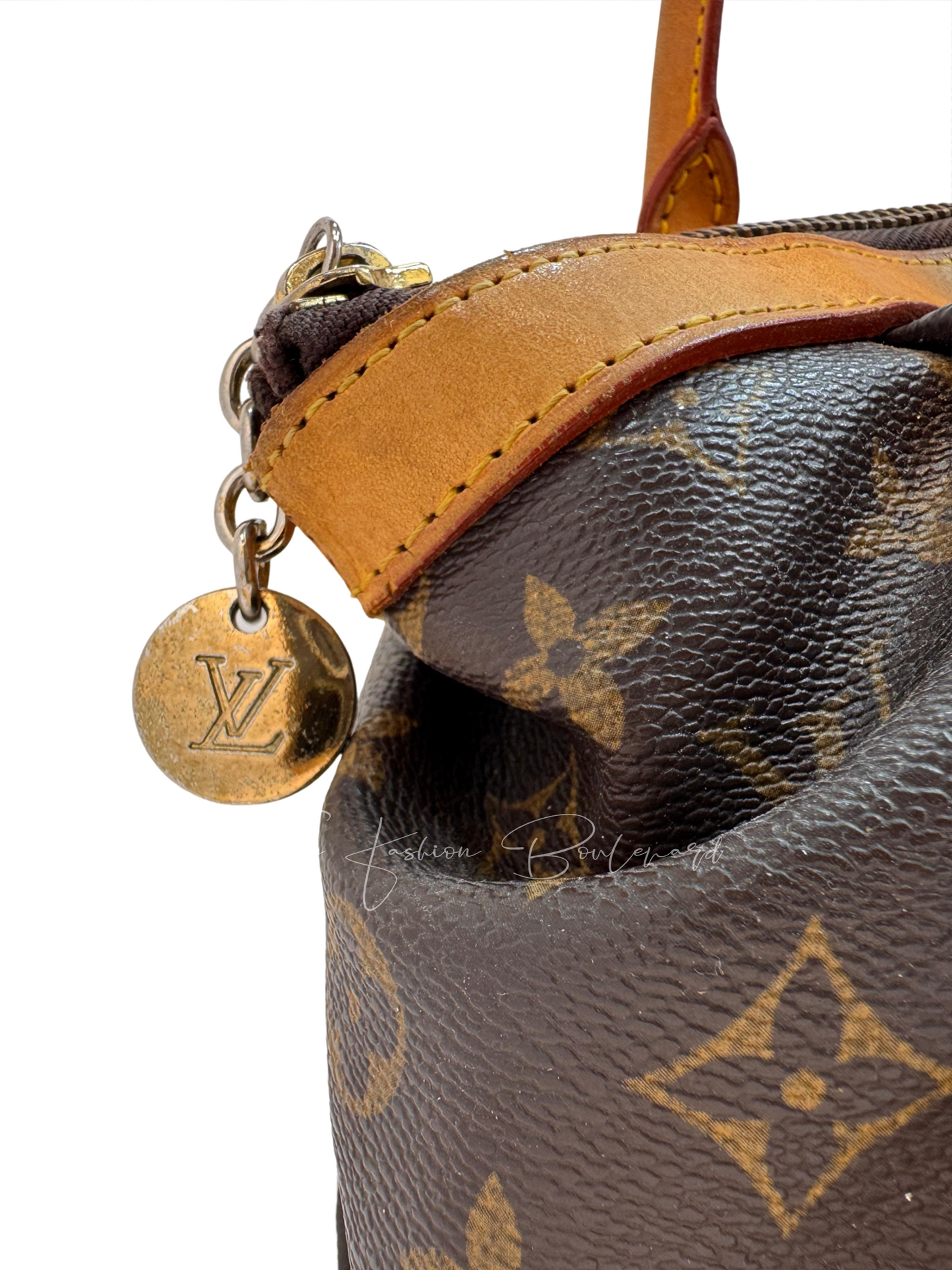 Louis Vuitton Tivoli PM Handbag in Monogram Canvas & Natural Cowhide Leather Trim