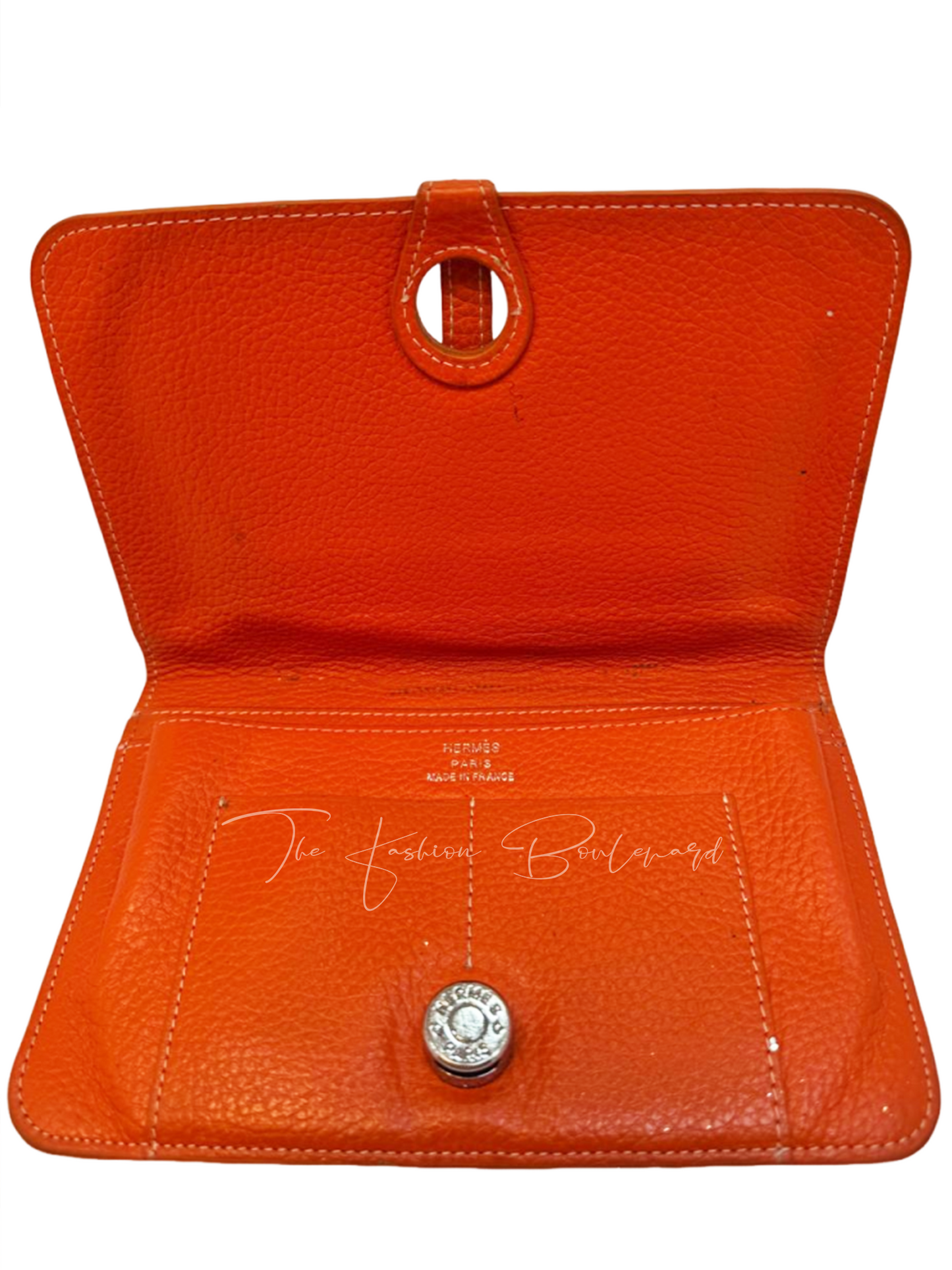 Hermès Dogon Compact Wallet in Orange Togo Leather