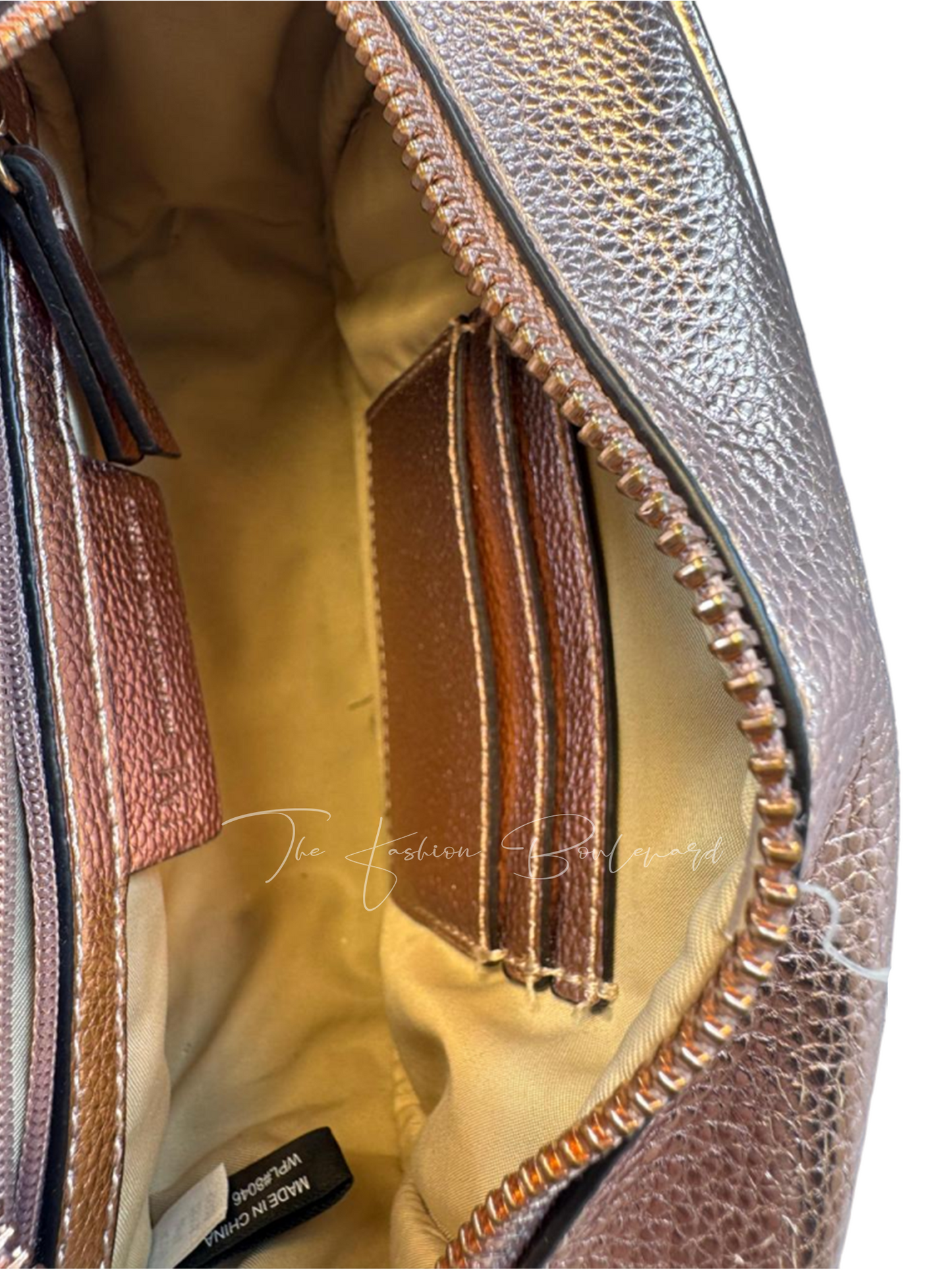 INC International Concepts I.N.C. Glam Metallic Quilted Camera Crossbody Pink