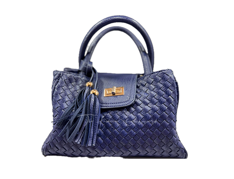 Blue Woven Leather Handbag (Unbranded)