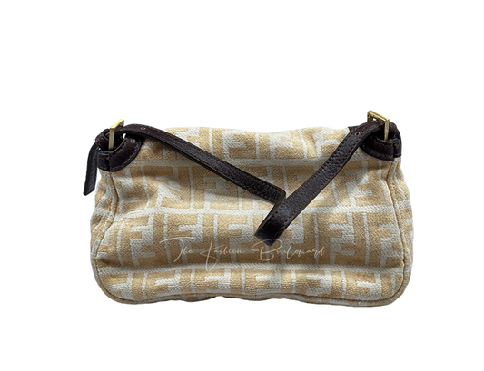 Fendi Baguette Handbag – Cream & Brown Raffia