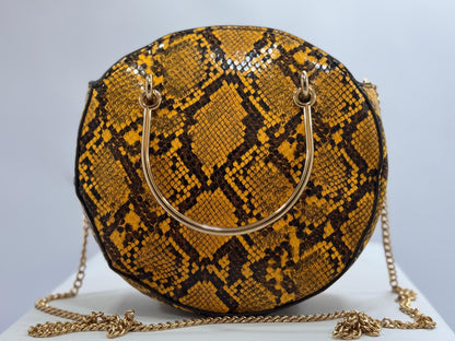 Mango Positano Yellow Snakeskin Crossbody