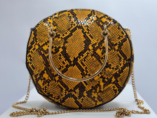Mango Positano Yellow Snakeskin Crossbody
