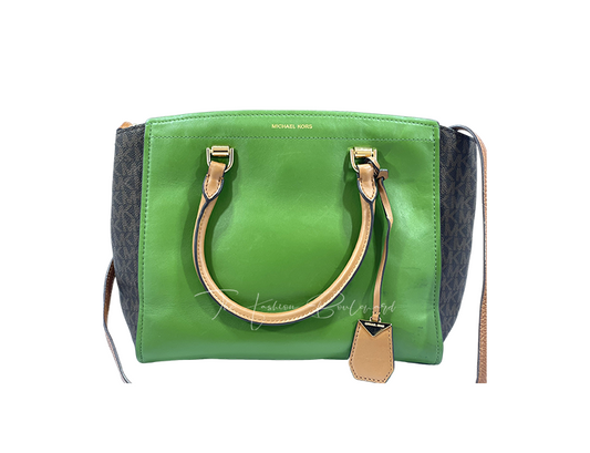 Michael Kors Benning Bag – Monogram with Green Trim