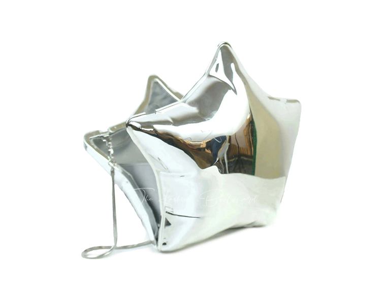 Zara Metallic Silver Star-Shaped Box Clutch Crossbody