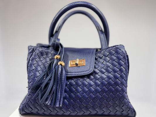 Blue Woven Leather Handbag (Unbranded)