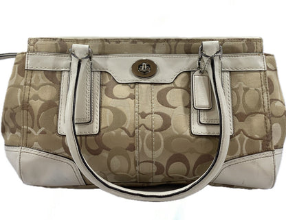 Coach Hampton Optic Brown Signature Jacquard Cream Handbag