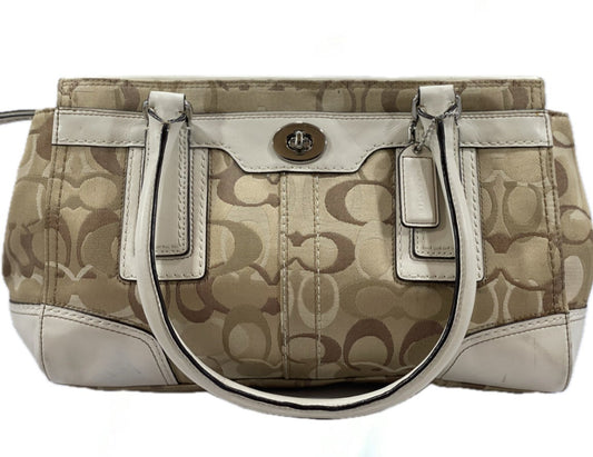 Coach Hampton Optic Brown Signature Jacquard Cream Handbag
