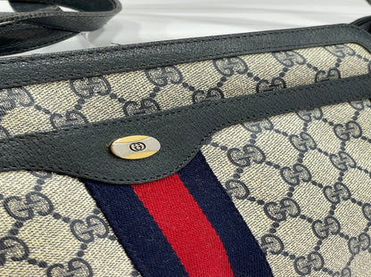 Gucci Vintage Monogram Gusseted Shoulder Bag – Blue & Red