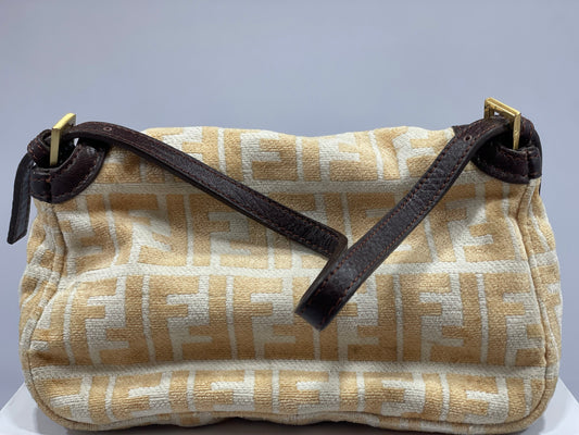 Fendi Baguette Handbag – Cream & Brown Raffia