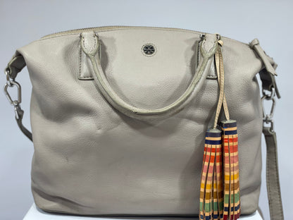 Tory Burch 2-Way Shoulder Bag with Tassels – Beige Brown