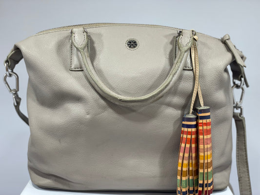 Tory Burch 2-Way Shoulder Bag with Tassels – Beige Brown