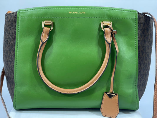 Michael Kors Benning Bag – Monogram with Green Trim