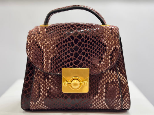 M&S Mini Top Handle Shoulder Bag – Red Snakeskin